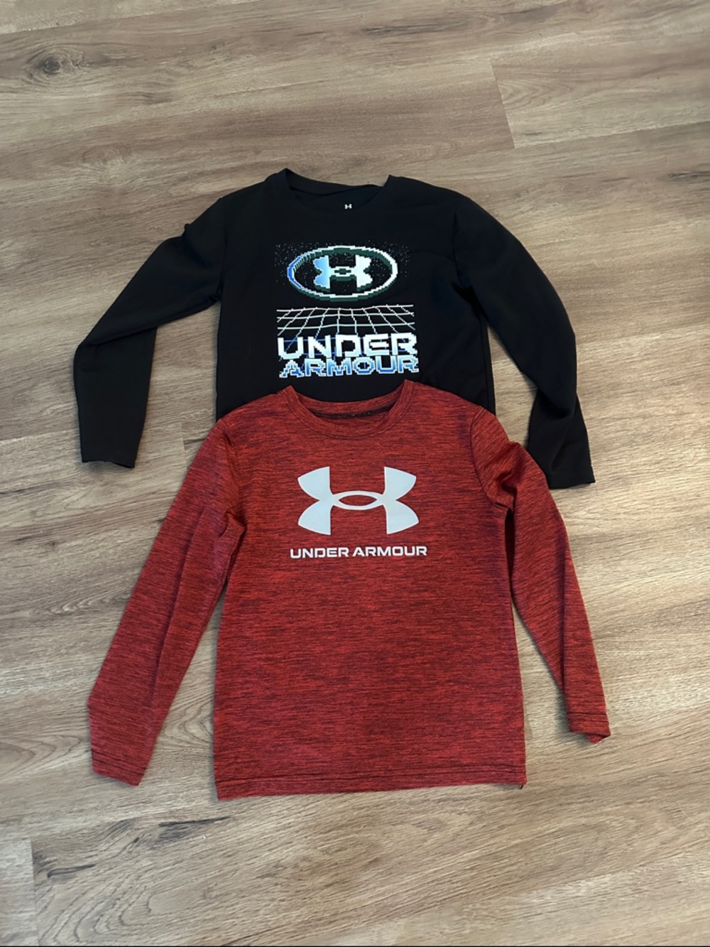 Under Armour Kids Long Sleeve Logo Tees - Black & Red